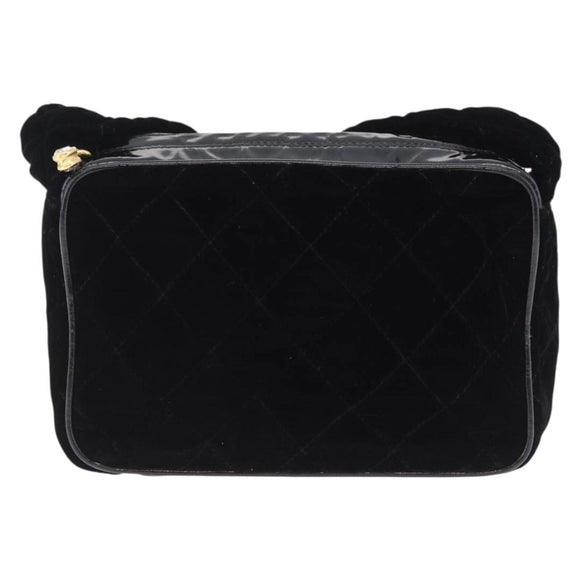 CHANEL Matelasse Shoulder Bag Velor Black Gold CC Auth bs36831A