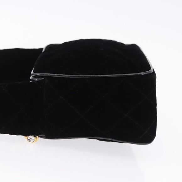 CHANEL Matelasse Shoulder Bag Velor Black Gold CC Auth bs36831A