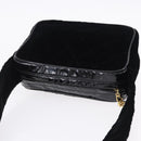 CHANEL Matelasse Shoulder Bag Velor Black Gold CC Auth bs36831A-6