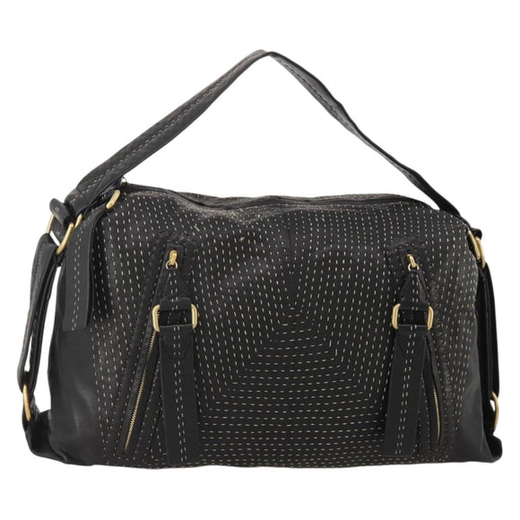 LOEWE Shoulder Bag Leather Black Gold Auth bs36832A