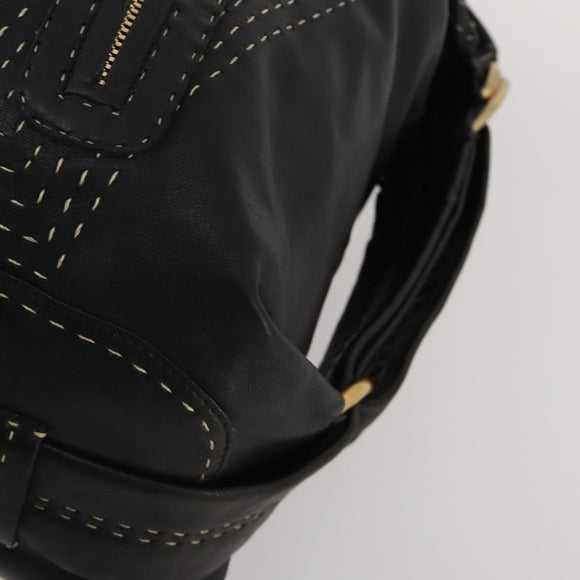 LOEWE Shoulder Bag Leather Black Gold Auth bs36832A