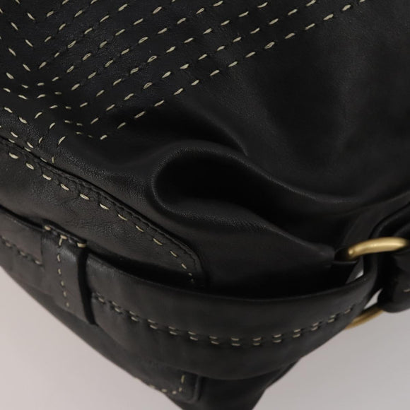 LOEWE Shoulder Bag Leather Black Gold Auth bs36832A