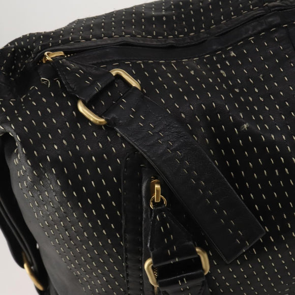 LOEWE Shoulder Bag Leather Black Gold Auth bs36832A