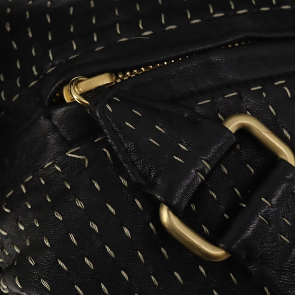 LOEWE Shoulder Bag Leather Black Gold Auth bs36832A