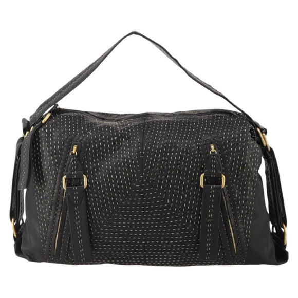 LOEWE Shoulder Bag Leather Black Gold Auth bs36832A