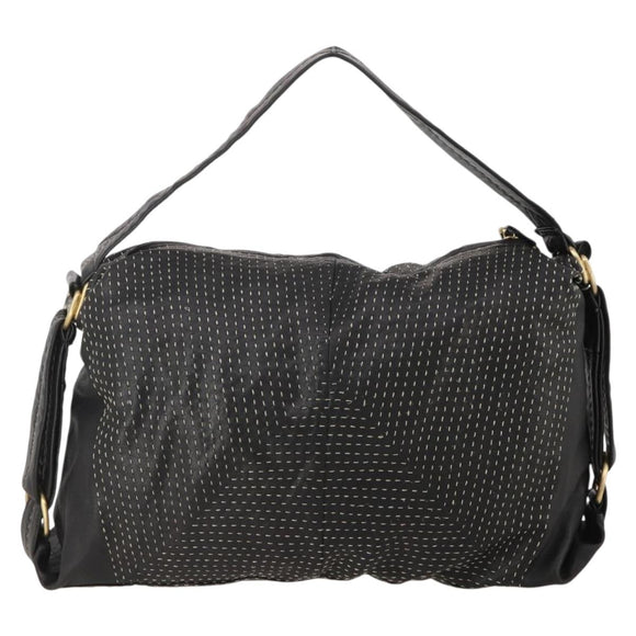 LOEWE Shoulder Bag Leather Black Gold Auth bs36832A