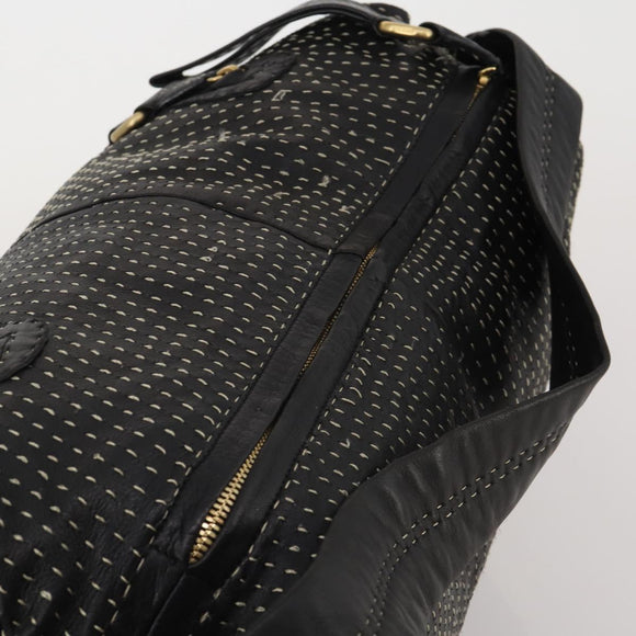 LOEWE Shoulder Bag Leather Black Gold Auth bs36832A