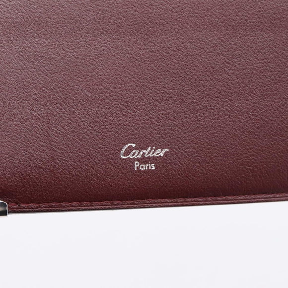 CARTIER Billfold Leather Black Silver Auth bs36836A