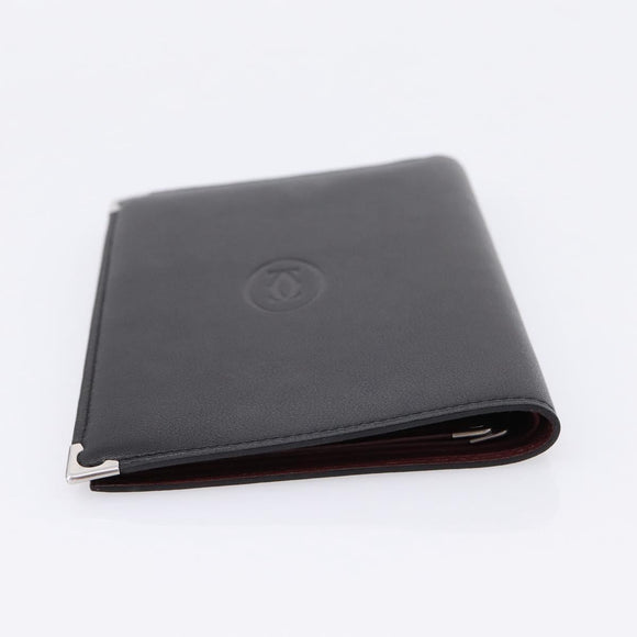 CARTIER Billfold Leather Black Silver Auth bs36836A