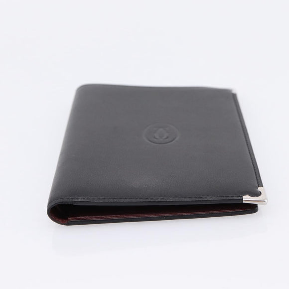 CARTIER Billfold Leather Black Silver Auth bs36836A