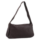 BOTTEGA VENETA INTRECCIATO Shoulder Bag Leather Brown Silver Auth bs36838A-1