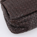 BOTTEGA VENETA INTRECCIATO Shoulder Bag Leather Brown Silver Auth bs36838A-14