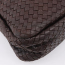 BOTTEGA VENETA INTRECCIATO Shoulder Bag Leather Brown Silver Auth bs36838A-16