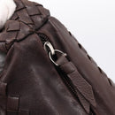 BOTTEGA VENETA INTRECCIATO Shoulder Bag Leather Brown Silver Auth bs36838A-17