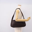 BOTTEGA VENETA INTRECCIATO Shoulder Bag Leather Brown Silver Auth bs36838A-22