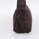 BOTTEGA VENETA INTRECCIATO Shoulder Bag Leather Brown Silver Auth bs36838A-4