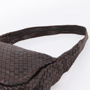 BOTTEGA VENETA INTRECCIATO Shoulder Bag Leather Brown Silver Auth bs36838A-8