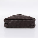 BOTTEGA VENETA INTRECCIATO Shoulder Bag Leather Brown Silver Auth bs36838A-5