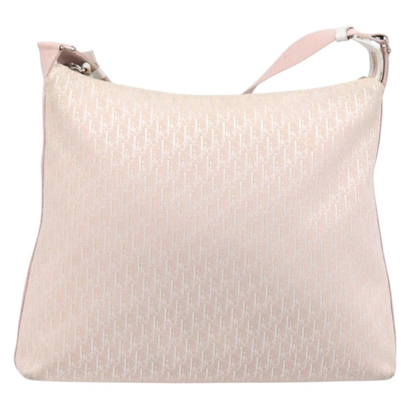 Christian Dior Trotter Canvas Shoulder Bag Pink Silver Auth bs36839
