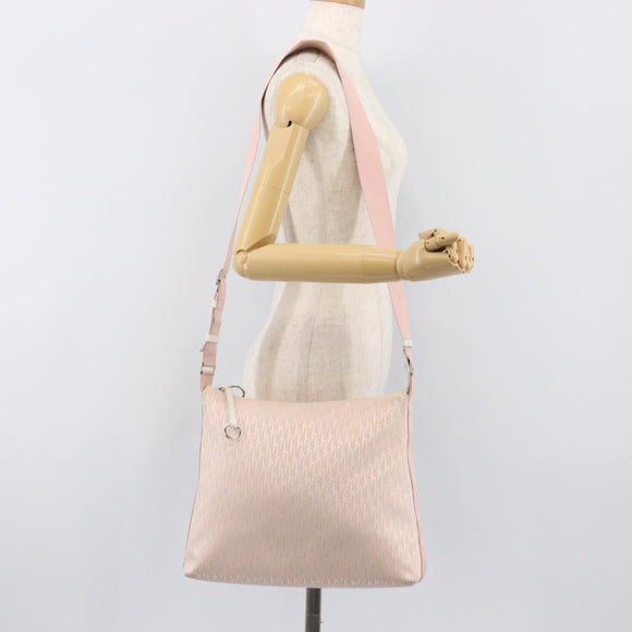 Christian Dior Trotter Canvas Shoulder Bag Pink Silver Auth bs36839