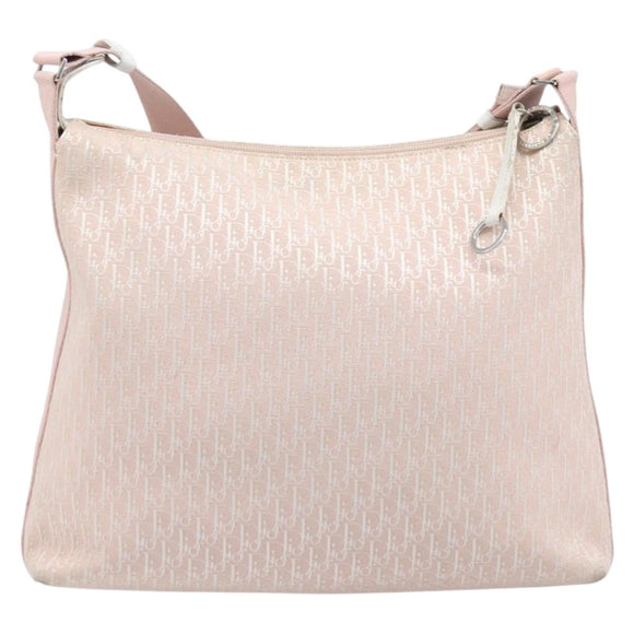 Christian Dior Trotter Canvas Shoulder Bag Pink Silver Auth bs36839