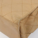CHANEL Matelasse Shoulder Bag Lamb Skin Beige Gold CC Auth bs36843-14