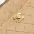CHANEL Matelasse Shoulder Bag Lamb Skin Beige Gold CC Auth bs36843-17