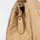 CHANEL Matelasse Shoulder Bag Lamb Skin Beige Gold CC Auth bs36843-18