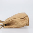 CHANEL Matelasse Shoulder Bag Lamb Skin Beige Gold CC Auth bs36843-4