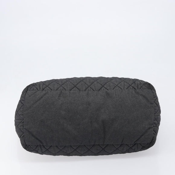 CHANEL Cococoon Tote Bag Canvas Black Silver CC Auth bs36844