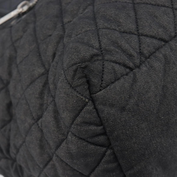 CHANEL Cococoon Tote Bag Canvas Black Silver CC Auth bs36844