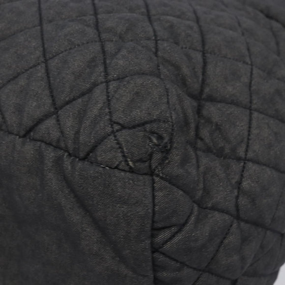 CHANEL Cococoon Tote Bag Canvas Black Silver CC Auth bs36844