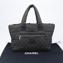 CHANEL Cococoon Tote Bag Canvas Black Silver CC Auth bs36844-12