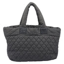 CHANEL Cococoon Tote Bag Canvas Black Silver CC Auth bs36844-2