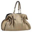 BVLGARI Chain Hand Bag Leather Gold Tone Auth bs36845-1