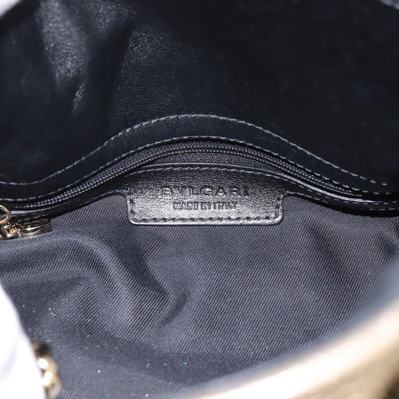 BVLGARI Chain Hand Bag Leather Gold Tone Auth bs36845