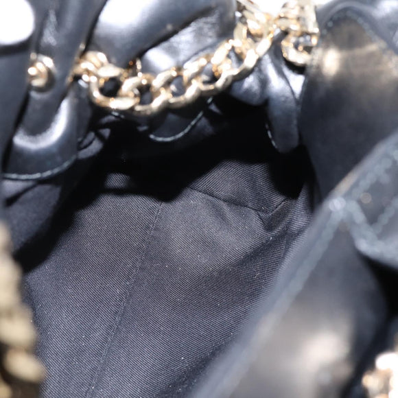 BVLGARI Chain Hand Bag Leather Gold Tone Auth bs36845