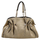 BVLGARI Chain Hand Bag Leather Gold Tone Auth bs36845-13