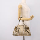 BVLGARI Chain Hand Bag Leather Gold Tone Auth bs36845-21