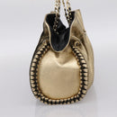 BVLGARI Chain Hand Bag Leather Gold Tone Auth bs36845-3