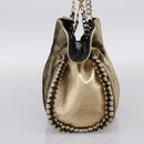 BVLGARI Chain Hand Bag Leather Gold Tone Auth bs36845-4