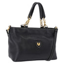 BALLY Hand Bag Leather 2way Black Gold Auth bs36848-1
