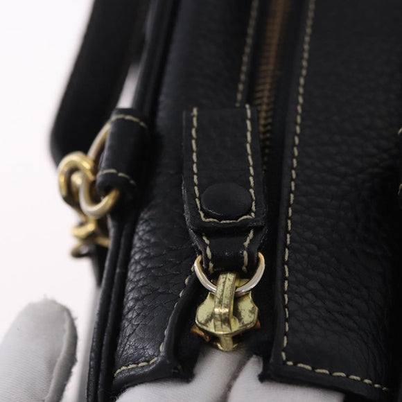 BALLY Hand Bag Leather 2way Black Gold Auth bs36848