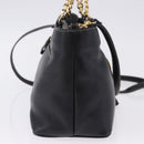 BALLY Hand Bag Leather 2way Black Gold Auth bs36848-4