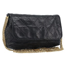 CHANEL Matelasse Chain Shoulder Bag Lamb Skin Black Gold CC Auth bs36849A-1