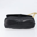 CHANEL Matelasse Chain Shoulder Bag Lamb Skin Black Gold CC Auth bs36849A-5