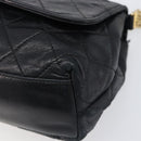 CHANEL Matelasse Chain Shoulder Bag Lamb Skin Black Gold CC Auth bs36849A-9