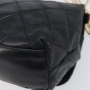CHANEL Matelasse Chain Shoulder Bag Lamb Skin Black Gold CC Auth bs36849A-16