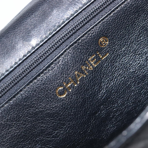 CHANEL Matelasse Chain Shoulder Bag Lamb Skin Black Gold CC Auth bs36849A