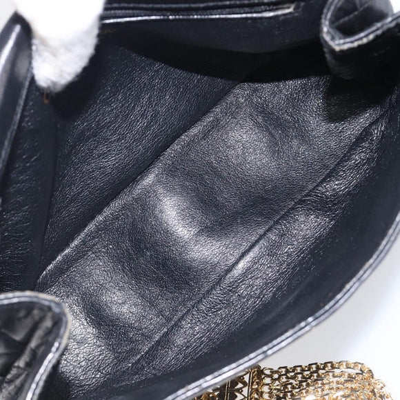 CHANEL Matelasse Chain Shoulder Bag Lamb Skin Black Gold CC Auth bs36849A